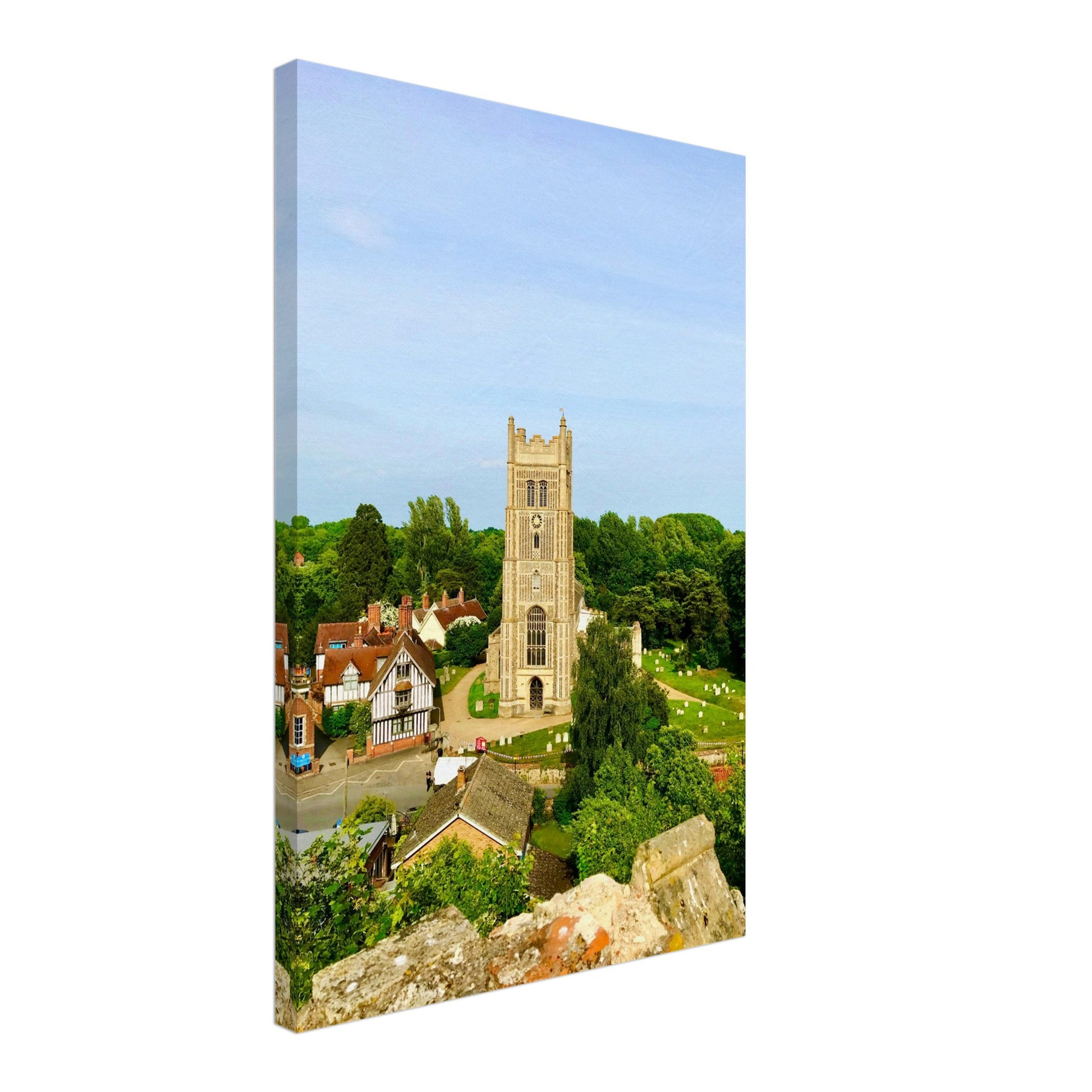 eye church uk, church uk, east anglia, history uk, birds eye view, canvas print, suffolk church, piwaka prints, canvas, painting, suffolk, eye, churchyard,