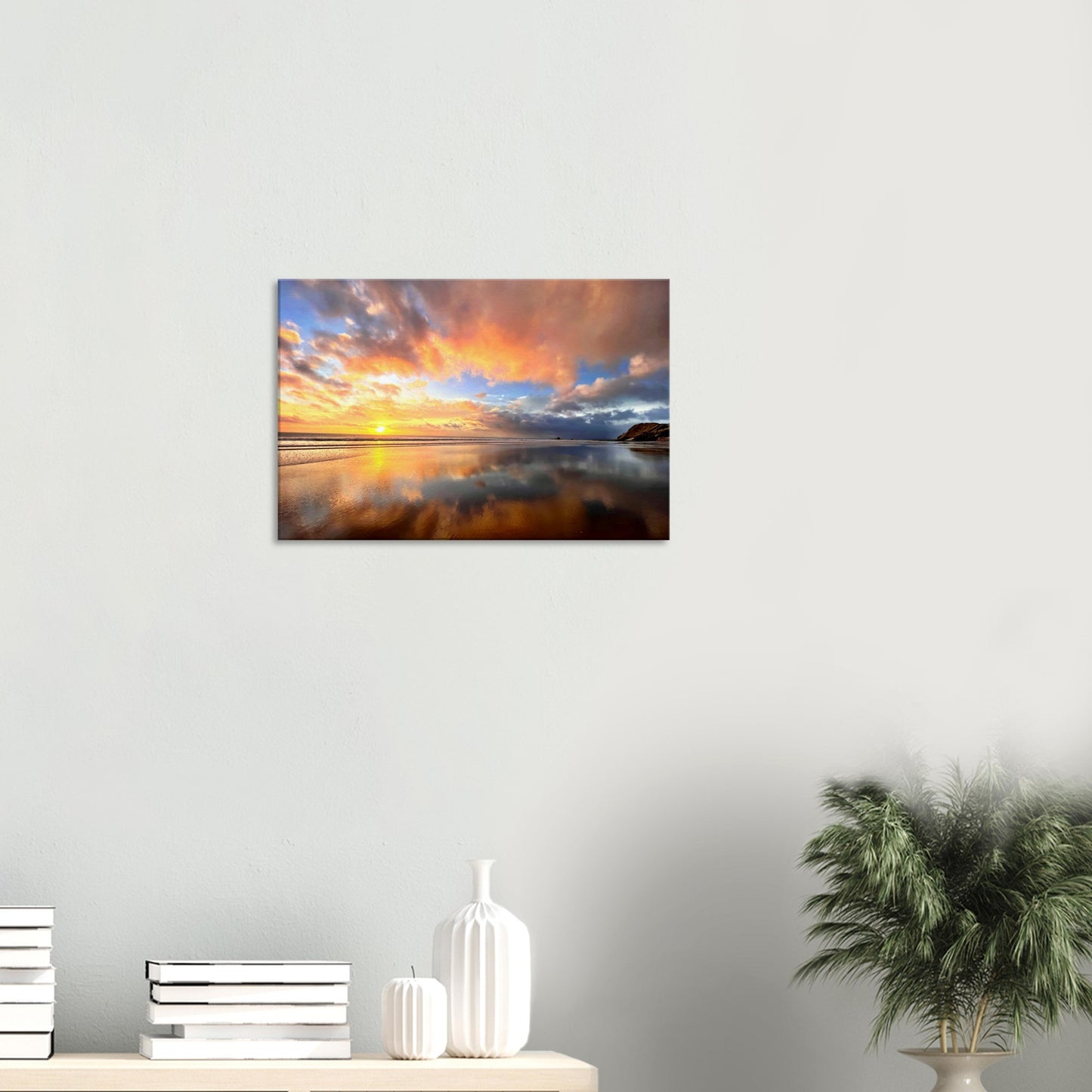Mangawhai sunrise, mangawhai, mangawhai heads, surf beach, surf, beach, sunrise, northland, nz, new zealand, reflections, orange yellow, pink, blue, head rock, howling wolf, wall art, canvas, piwaka prints,