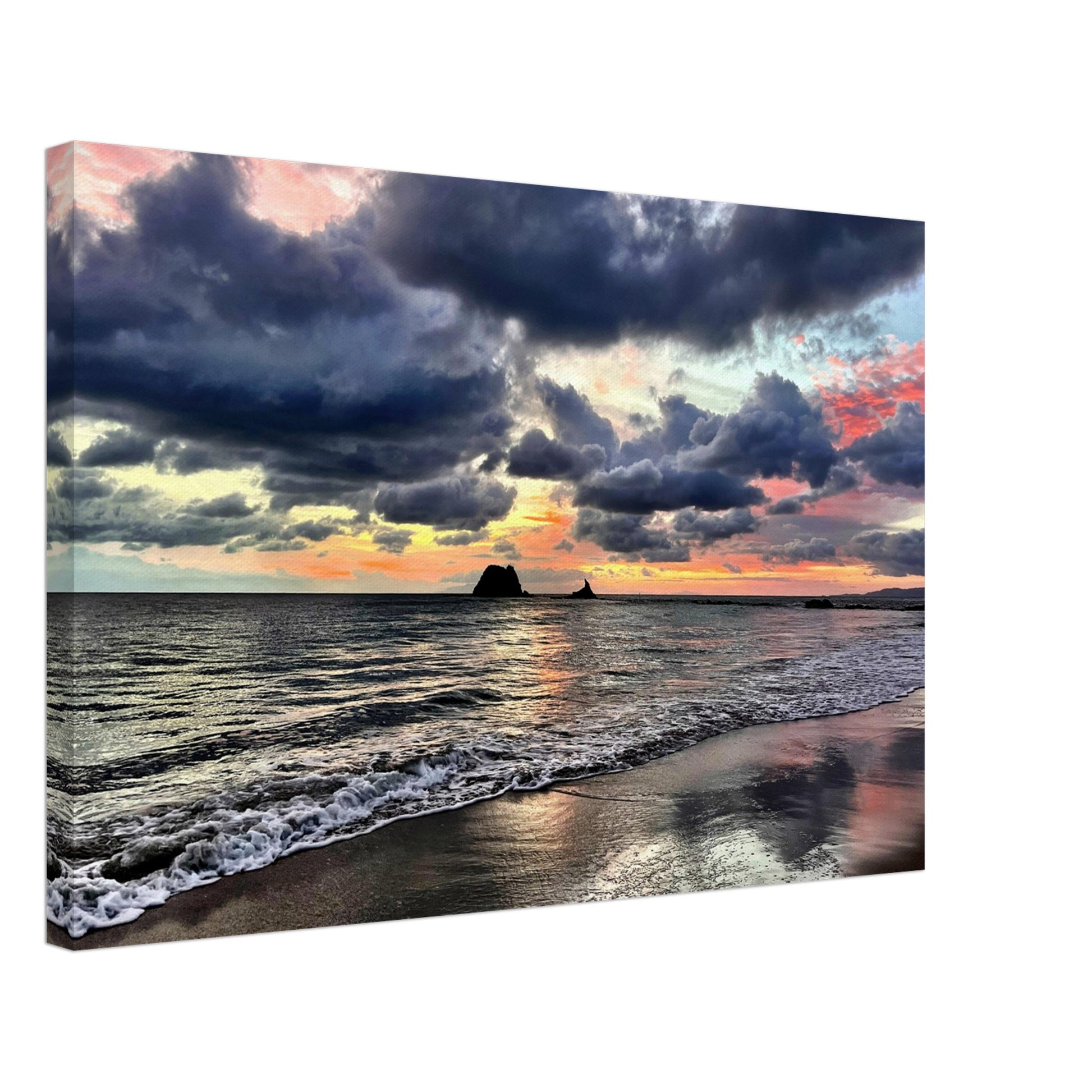moody sunrise nz, moody sunrise, sunrise nz, mangawhai heads, mangawhai heads surf beach, stormy nz, grey, orange,  blue, pink, reflections nz, black clouds nz, new zealand, beach walks nz,