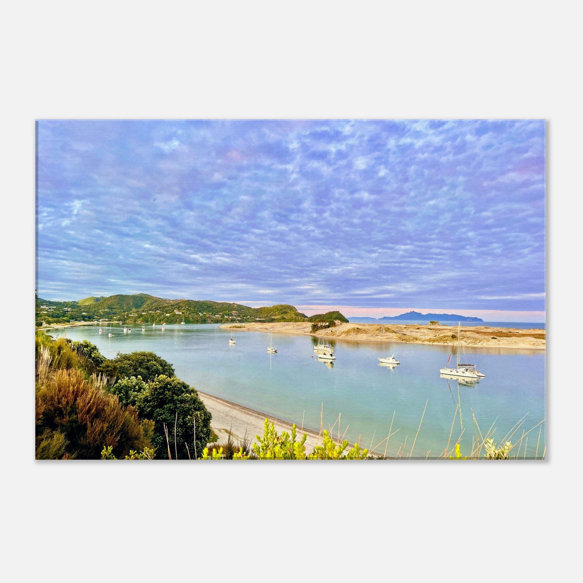 sunset nz, hen and chicken islands nz, taranga island nz, mangawhai heads nz, mangawhai heads estuary nz, piwaka prints nz, canvas nz, reflections nz, new zealand, estuary nz,