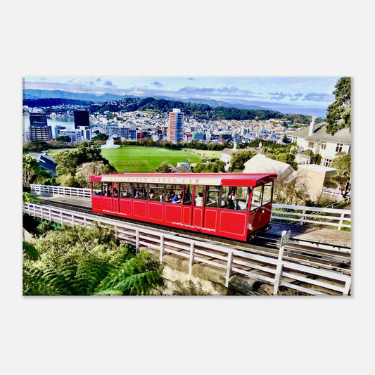 wellington nz, wellington cable car, nz cable car, capital city nz, city nz, red cable car nz, red nz, piwaka prints nz, botanical gardens nz, nz, new zealand, canvas nz, canvas art nz, art nz, wellington cable car canvas nz, wellington botanical gardens nz, piwaka prints,