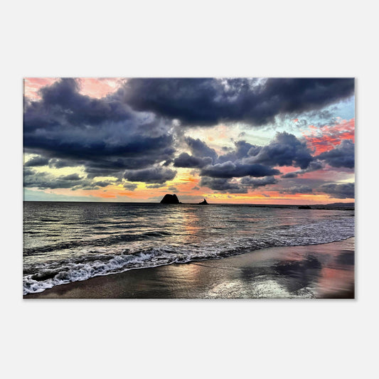 moody sunrise nz, moody sunrise, sunrise nz, mangawhai heads, mangawhai heads surf beach, stormy nz, grey, orange,  blue, pink, reflections nz, black clouds nz, new zealand, beach walks nz, 