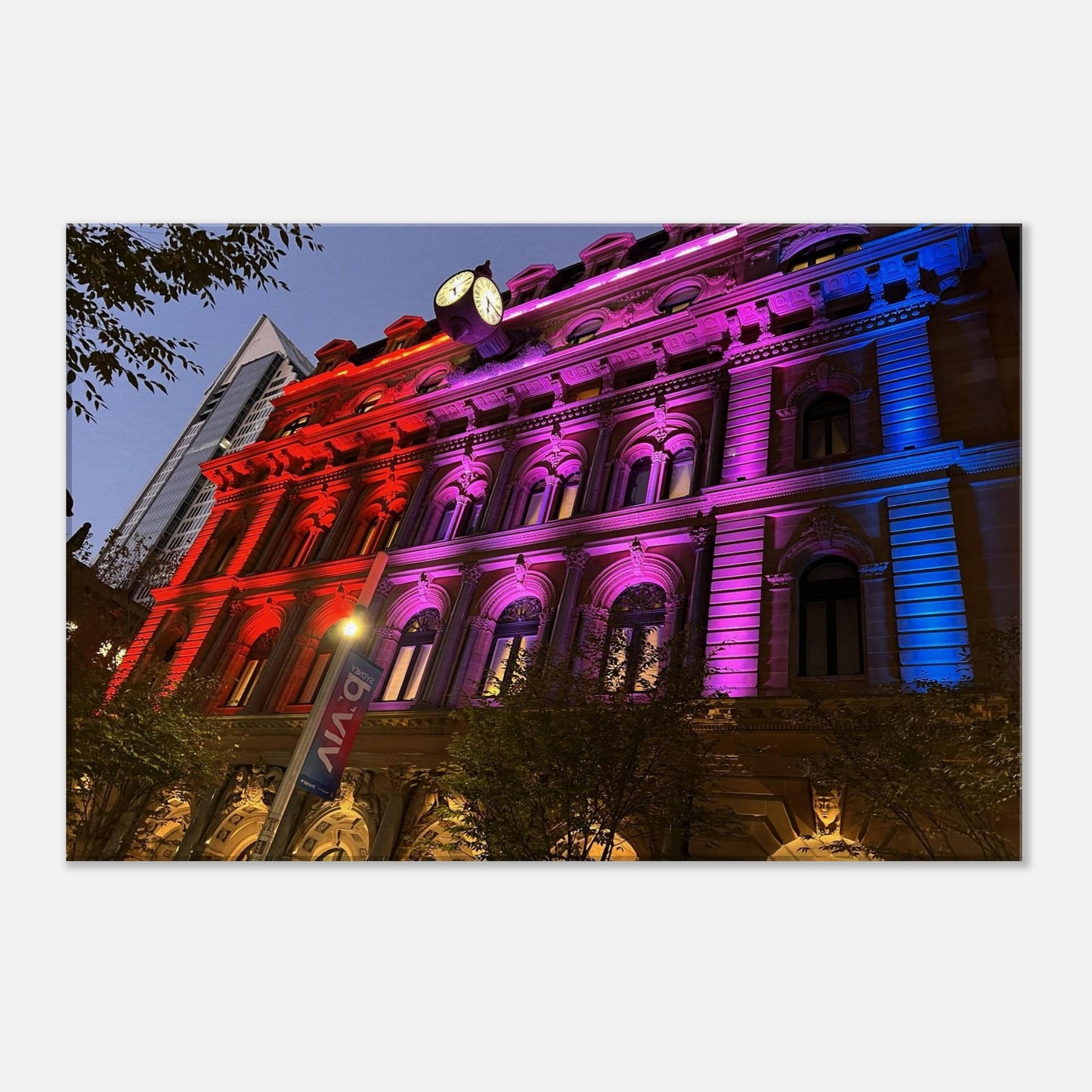Vivid sydney, sydney, george street, australia, piwaka prints, canvas art, canvas, vivid, red, purple, blue,