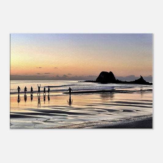 Mangawhai sunrise nz, mangawhai, mangawhai heads, sunrise nz, northland, nz, new zealand, reflections nz, orange nz, pink nz, yellow nz, blue nz, piwaka prints nz, canvas nz, wall art nz, swimmers nz, early morning nz, dawn nz, head rock nz, howling wolf nz, early morning swim canvas nz, early morning swim nz, sunrise canvas nz, piwaka prints,