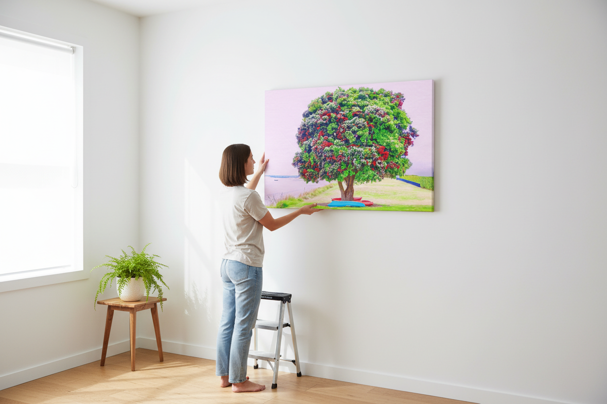 Person hanging Pōhutukawa Tree canvas